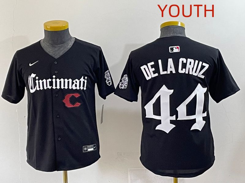 Youth 2025 Cincinnati Reds #44 De La Cruz Black Five generations Joint Name Nike MLB Jersey style 12